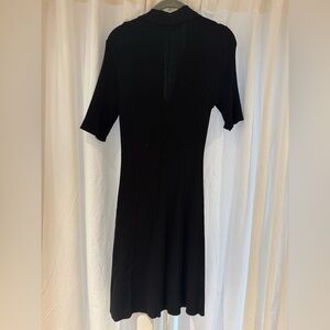 Everlane Black Ribbed Short-Sleeve Midi Dress